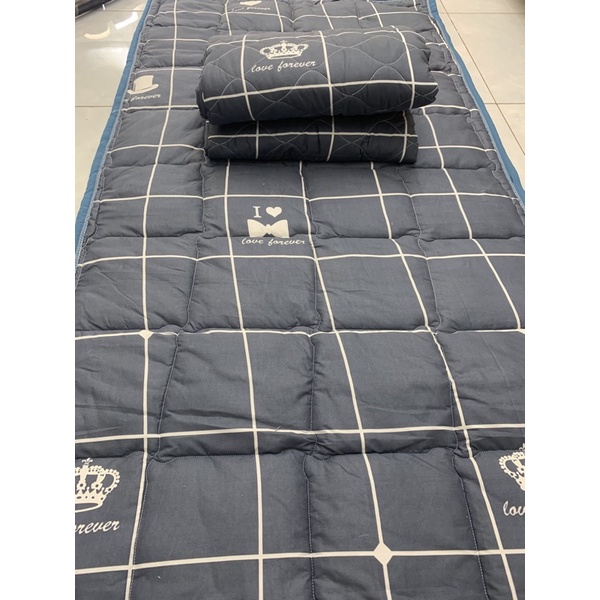 Combo nệm ngủ trưa văn phòng cao cấp 80x190cm + 1 gối màu cam - tặng kèm 1 vỏ gối cotton cùng