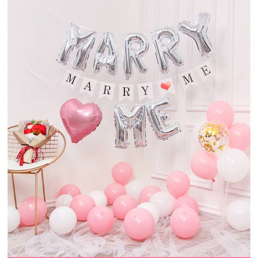 Bộ bong bóng trang trí cầu hôn proposal balloon set hpni18