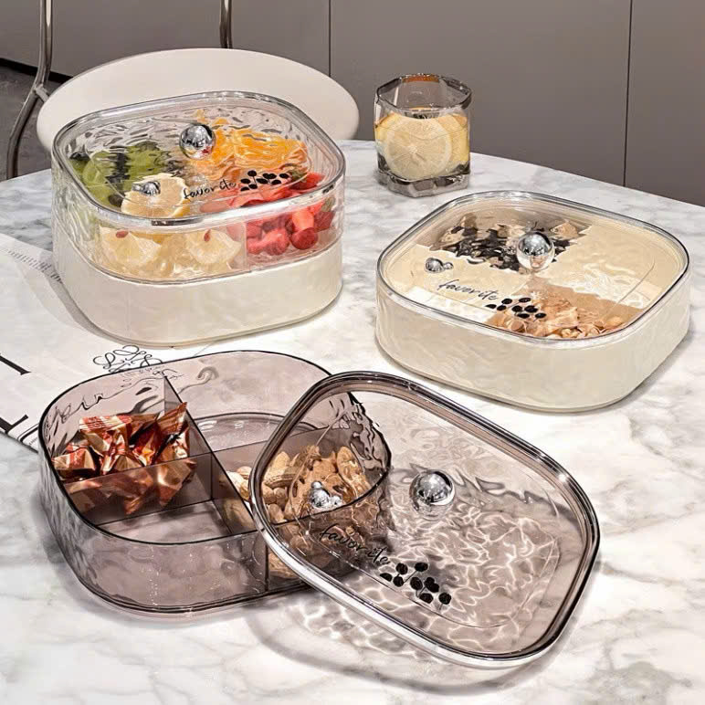 Khay Mứt Đựng Bánh Kẹo Tết Cao Cấp Acrylic Trong Suốt – Hộp Mứt Trái Cây Khô, Hạt, Kẹo Trang Trí Phòng Khách Sang Trọng - HÀNG CHÍNH HÃNG MINIIN