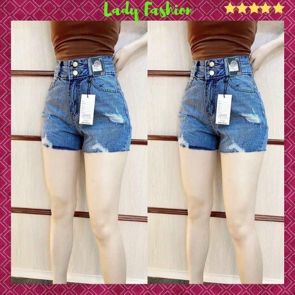 Quần Short Jean Nữ Lưng Cao Quần Đùi Nữ Chất Bò Cao Cấp Phối Rách Cá Tính Lady Fashion - QSJNU1