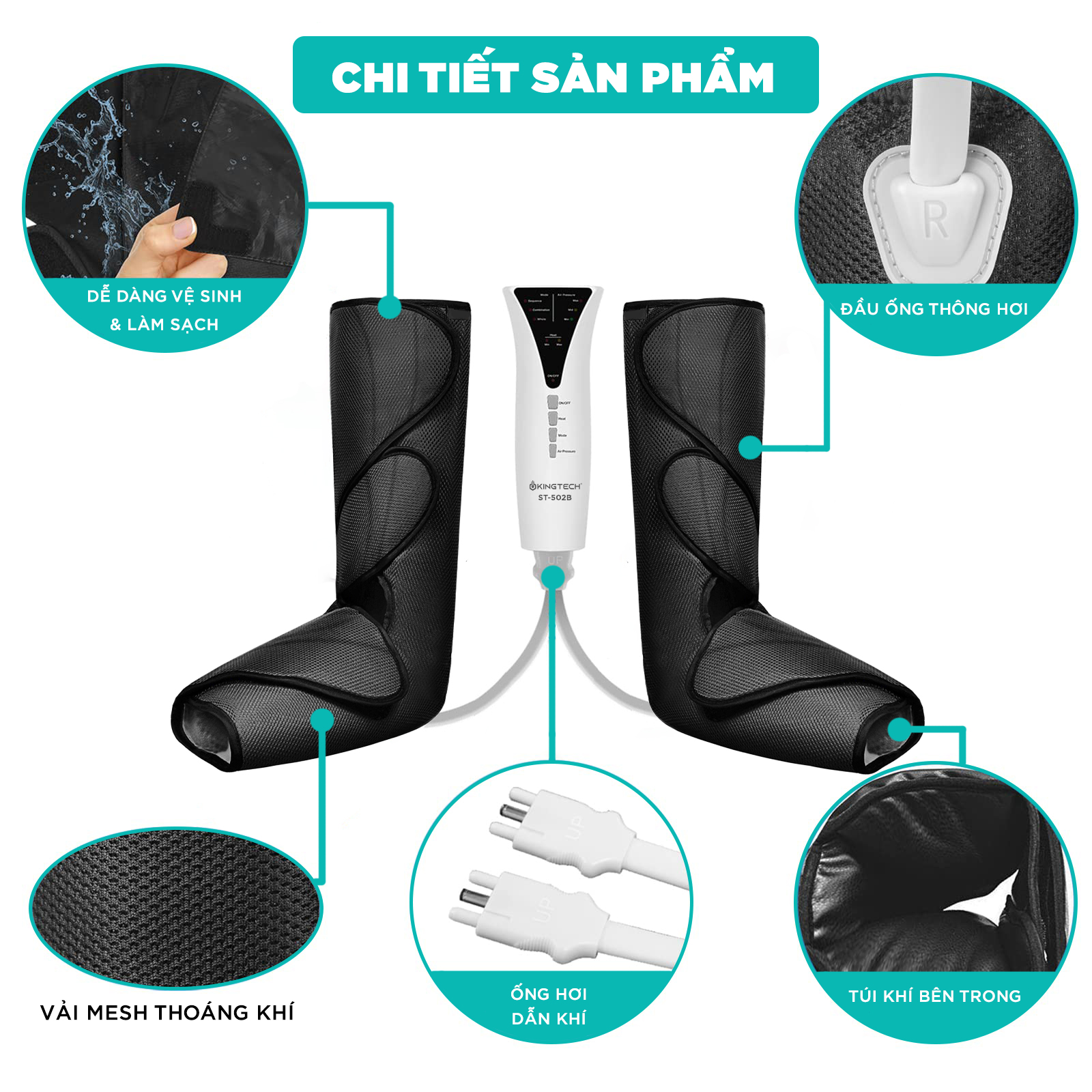 Hình ảnh Máy Massage Cao Cấp KINGTECH ST-502B - Giúp Tuần Hoàn, Giảm Đau Mỏi - Mát xa Thư Giãn Bàn Và Bắp Chân Tích Hợp Nhiệt Kèm Điều Khiển Cầm Tay - Quà Tặng Ý Nghĩa Cho Người Thân