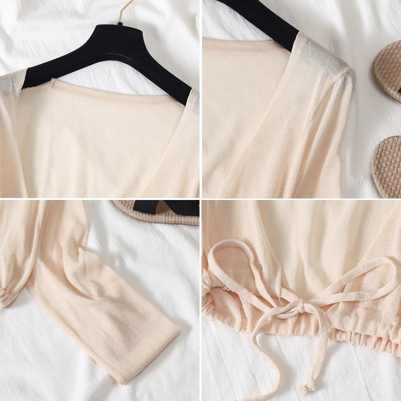 Áo Khoác Cardigan Dệt Kim Tay Dài Chống Nắng