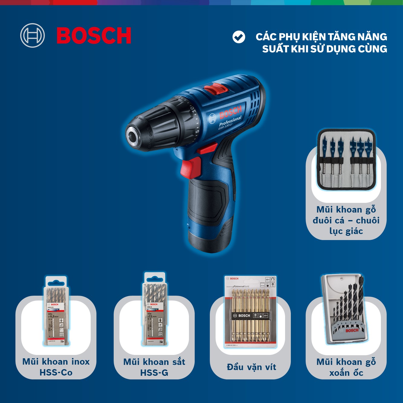 Máy Khoan Vặn Vít Dùng Pin GSR 120-LI