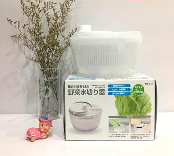 Combo Rổ quay rau Rotary + Chảo chống dính mặt đá kim cương Pearl (dùng được bếp từ) - Nội địa Nhật Bản