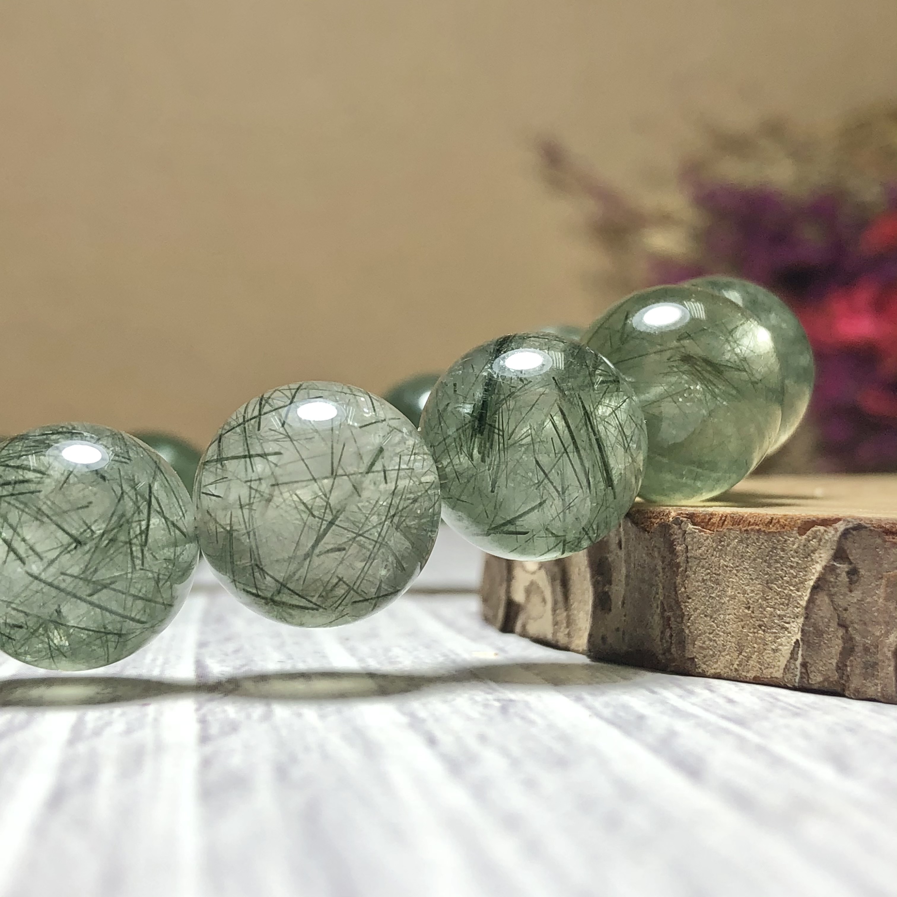 Vòng tay Thạch Anh Tóc xanh 13mm chuẩn 5A