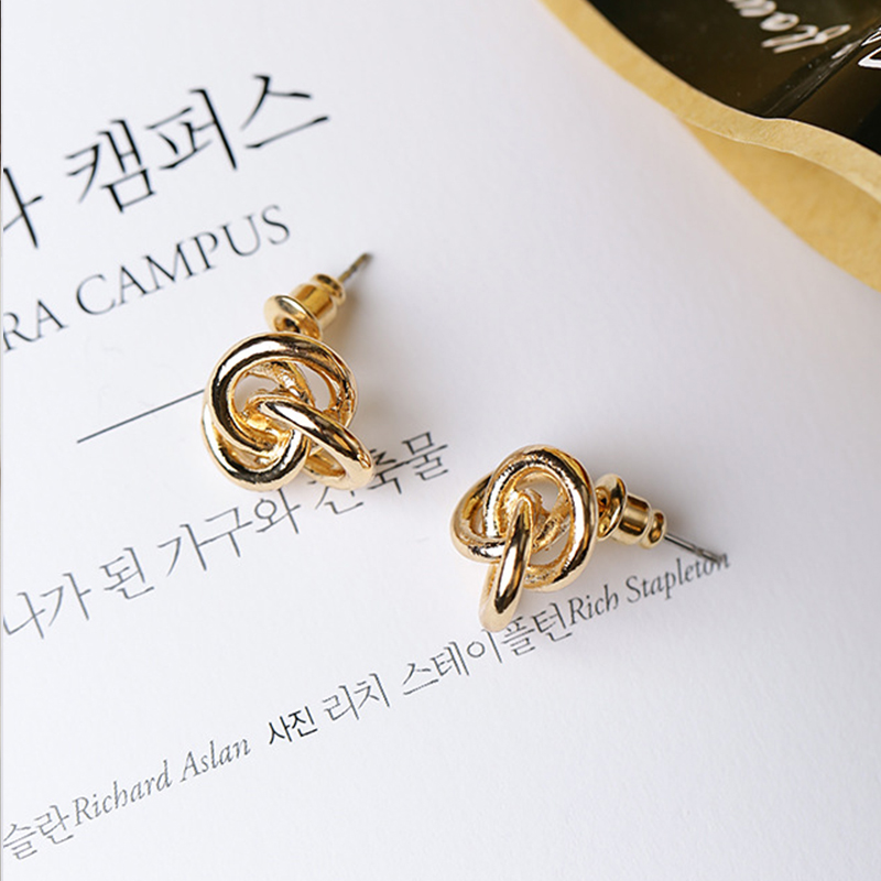 Bông Tai Nữ Nút Kim Loại Cách Điệu Phong Cách Châu Âu Sang Trọng