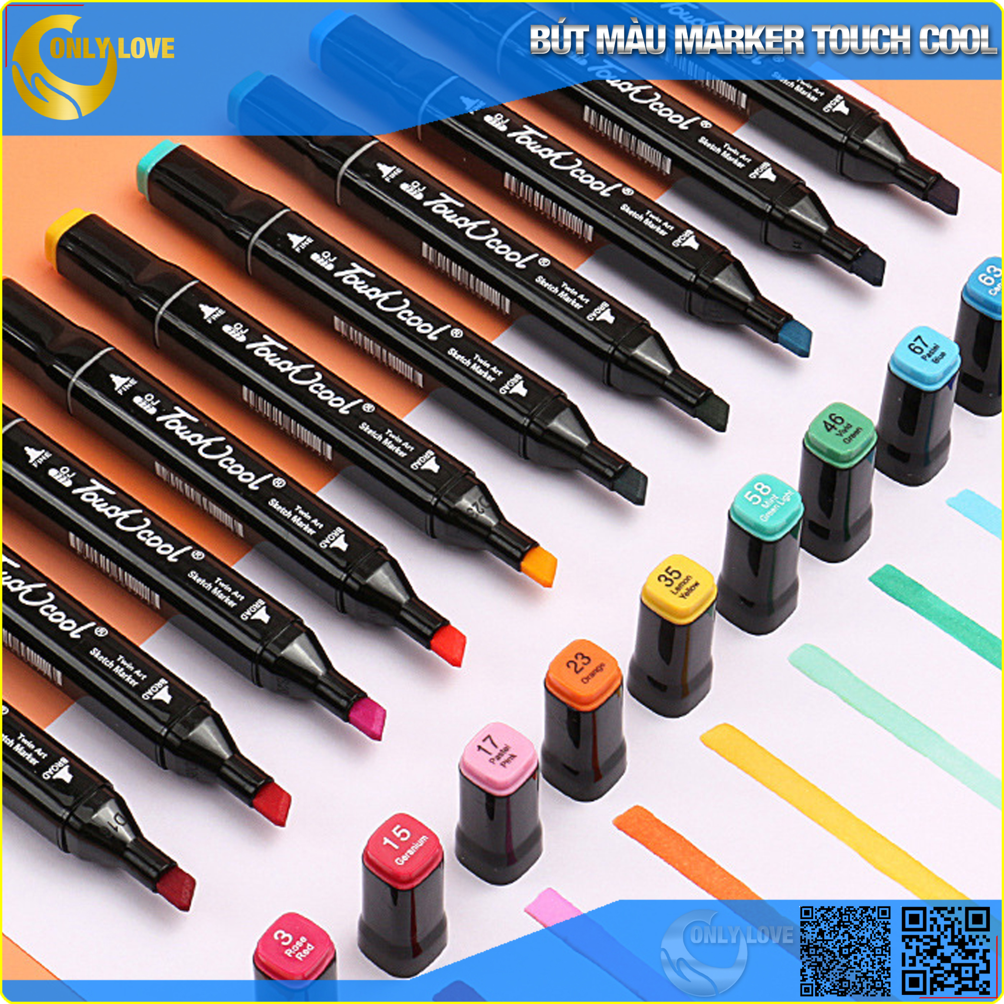 Bút màu Marker Touch Cool Cao Cấp - Bộ 30/40/60/80  - Màu Vẽ Chuyên Nghiệp - Vẽ Anime, Truyện Tranh Manga, Phong Cảnh, Thiết Kế Thời Trang, Đồ Họa, Mỹ Thuật Công Nghiệp- Giải quyết các vấn đề chuyên ngành hội hoạ - Hàng Nhập Khẩu