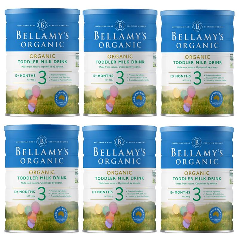 6 Lon Sữa Bột Bellamy's Organic Số 3 (900g)