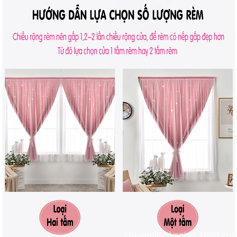 Rèm cửa dán 2 lớp Marytexco trời sao màu trơn cho cửa sổ phòng ngủ, ký túc xá, dán tường trang trí decor tự dính, không cần khoan và thanh treo, chất liệu dày dặn cản nắng cản sáng tốt