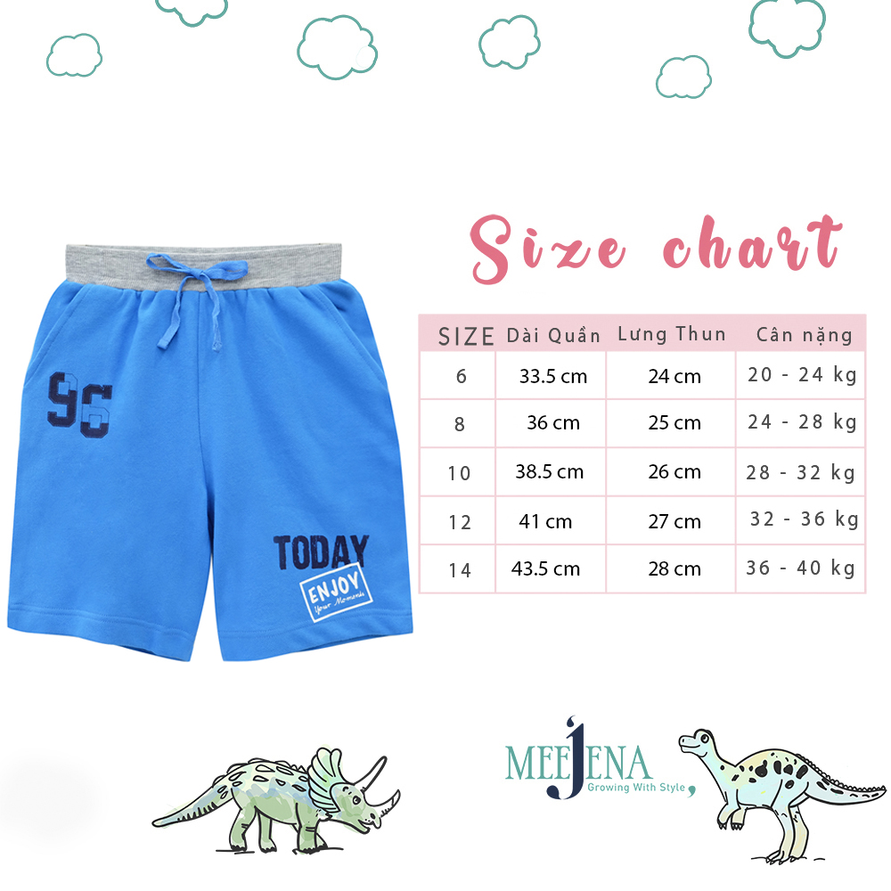 Quần Bé Trai Ngắn 20 - 40 Kg - Vải Chân Cua - MEEJENA  - 1069