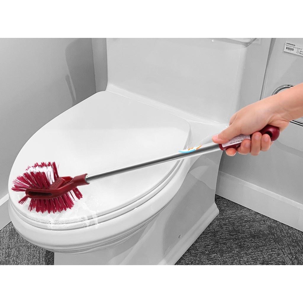 Cây cọ vệ sinh bồn cầu cọ toilet 2 đầu cán inox thiết kế nhỏ gọn lông chổi mềm làm sạch sẽ bụi bẩn tiện lợi