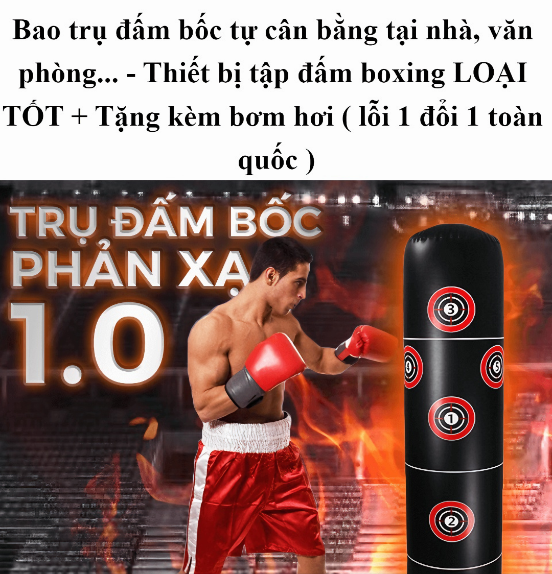Bao trụ đấm bốc phản xạ tự cân bằng Pure boxing 1.0 kèm bơm cao 155cm (Tặng kèm 1 món quà tri ân) - Hàng chính hãng