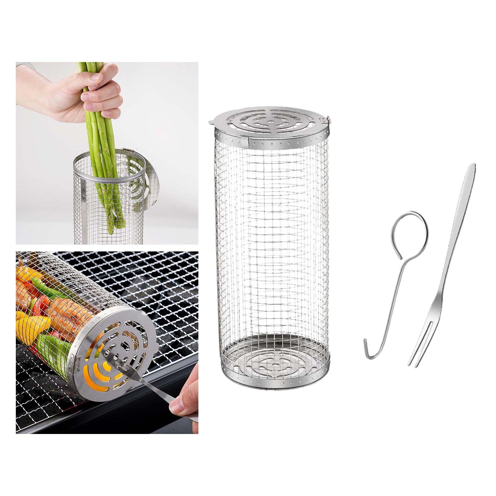 Rolling Grill Basket Easy Clean Grill Grate for Peanut Beans small
