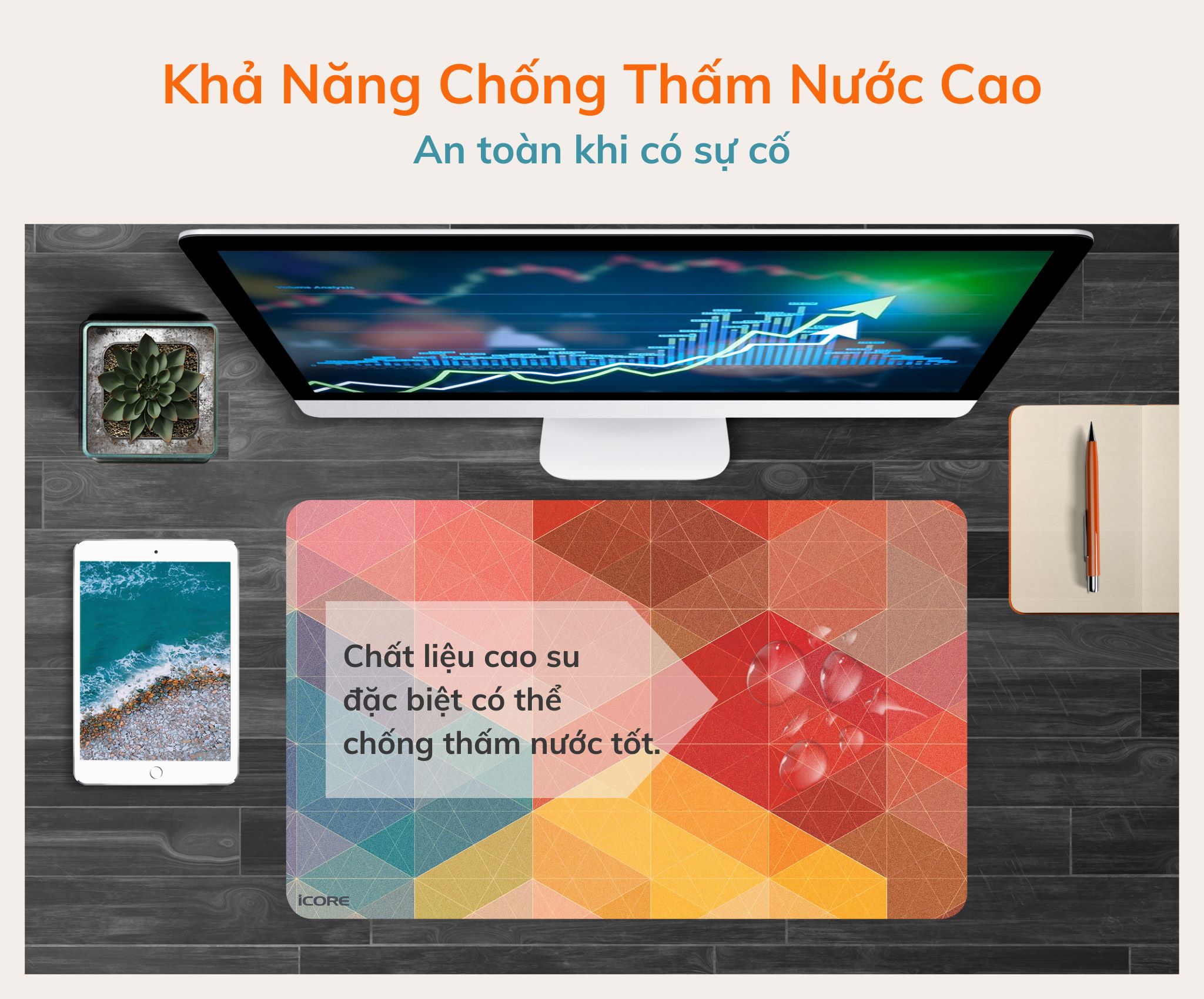 Miếng lót bàn làm việc kiêm lót chuột iCore IMP680 - Hàng chính hãng 