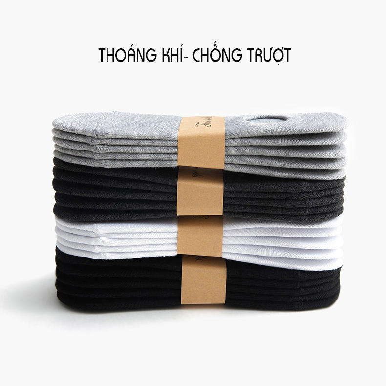 Tất Cổ Ngắn Cotton Nam Nữ Thoáng Khí Thấm Hút Mồ Hôi Chống Tụt PK506