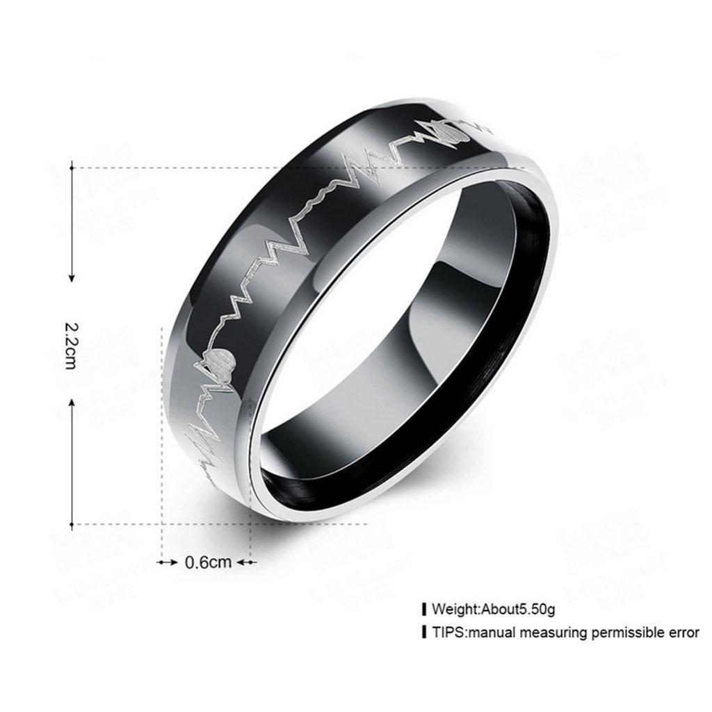 Stainless Steel Heartbeat Wedding Band Engraved Love US 7