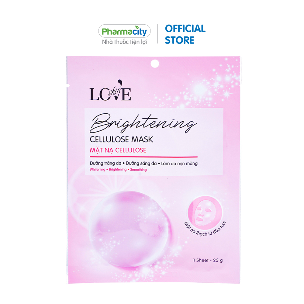 Mặt nạ Pharmacity hỗ trợ dưỡng da trắng sáng, giảm mờ thâm sạm Brightening Cellulose Mask (25g)