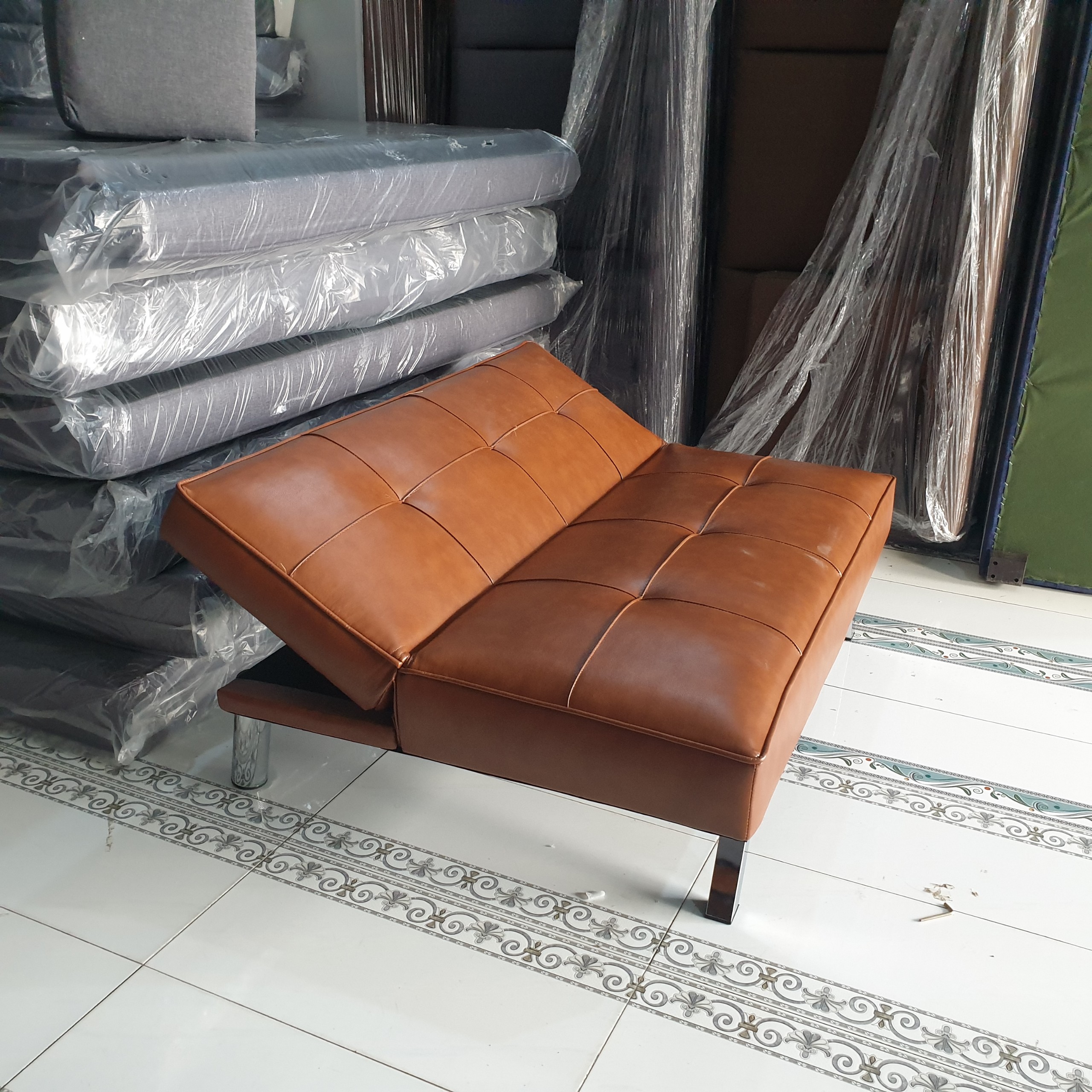 Sofa Giường Giả Da 1m2 Mini Nhỏ Gọn - Sopha Bed Ngắn Chỉ 1,2m Đa Năng Làm Giường Ngủ