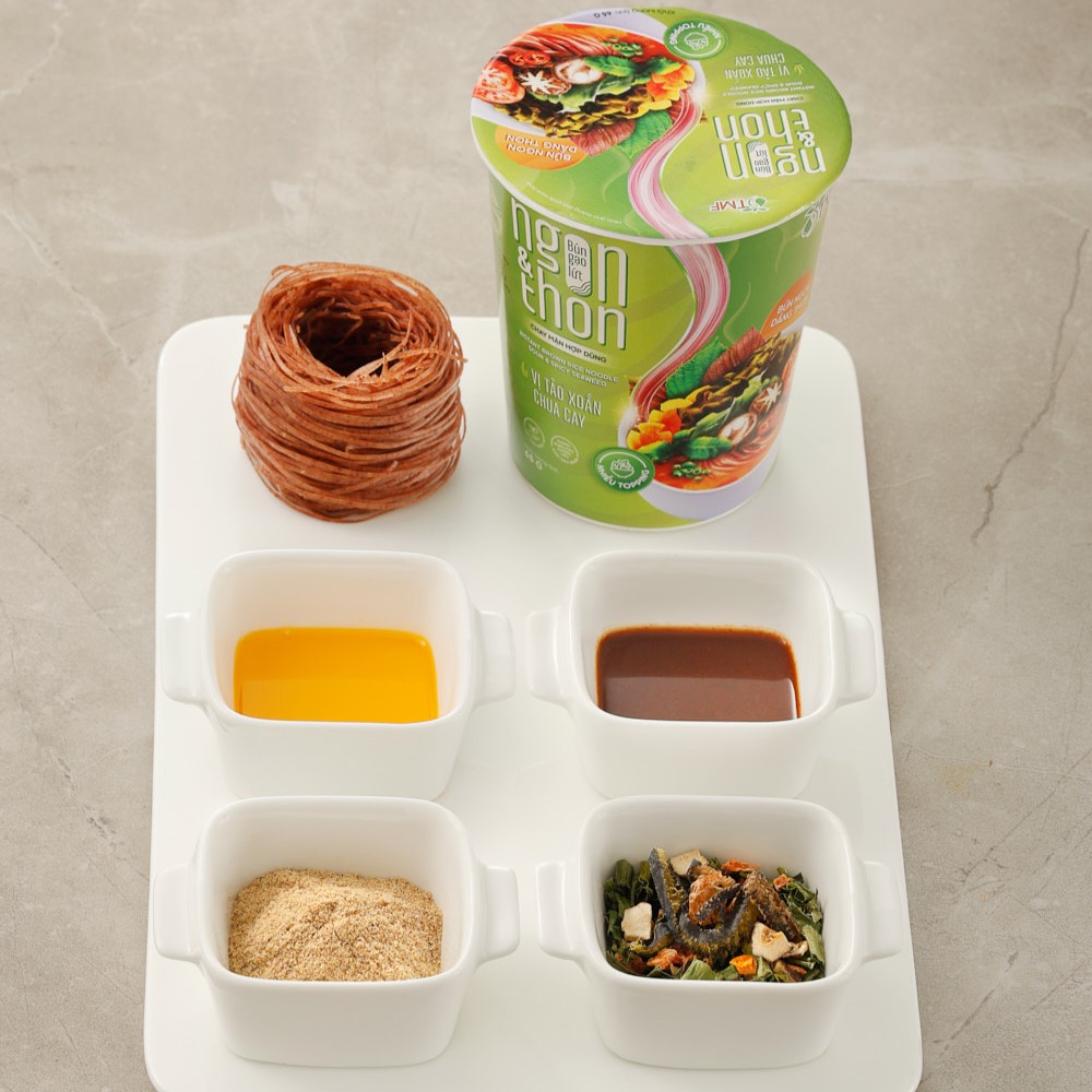 Thùng bún gạo lứt ăn liền NGON & THON - Vị tảo xoắn chua cay