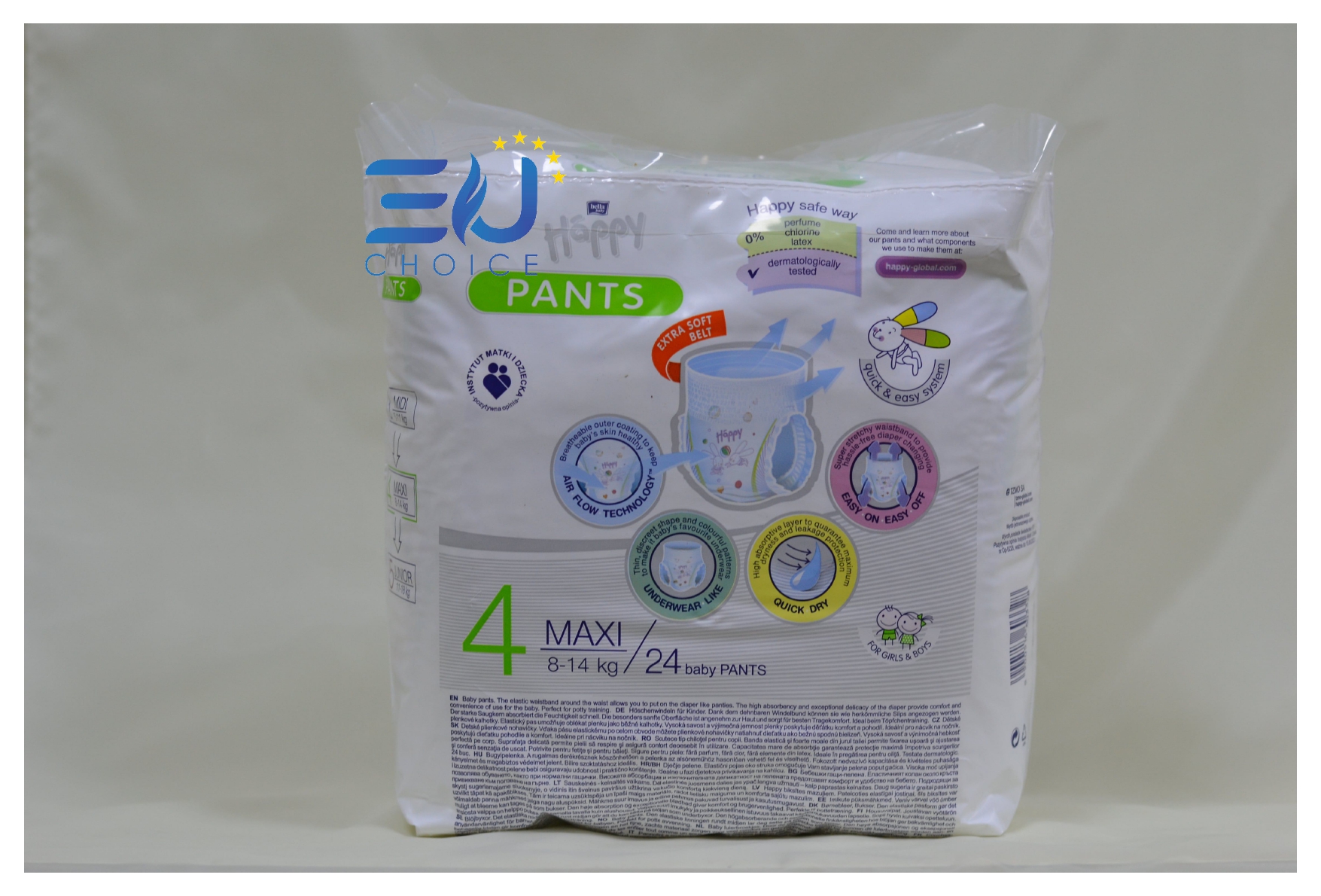 Bỉm T4 Pants, tã quần cao cấp BELLA HAPPY nhập khẩu Pháp 24 miếng cho bé 8 - 14 kg thoáng mát, thấm hút, chống tràn