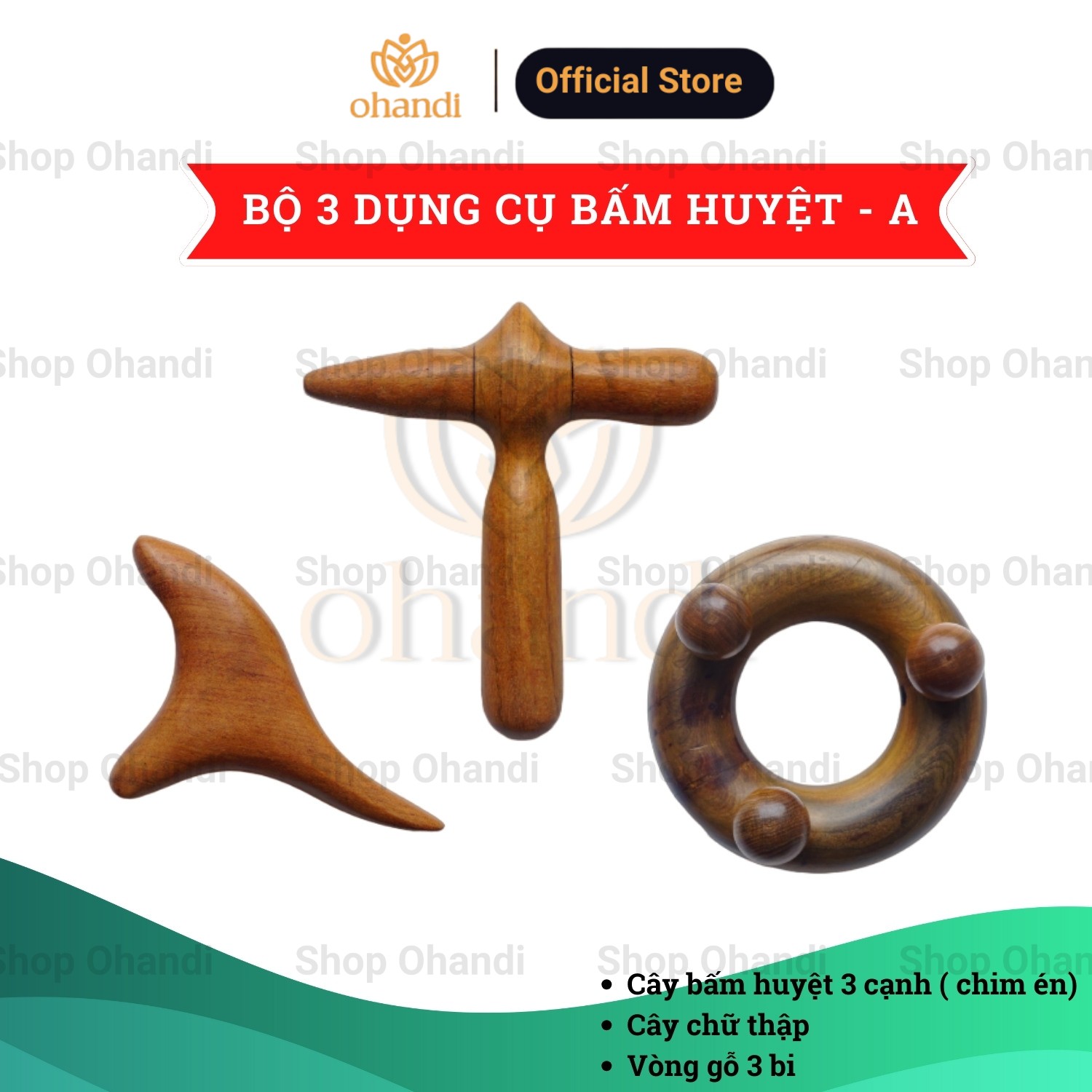 Combo 3 Dụng Cụ Bấm Huyệt Gỗ Tự Nhiên - Hỗ trợ bấm huyệt toàn thân tại nhiều vị trí khác nhau