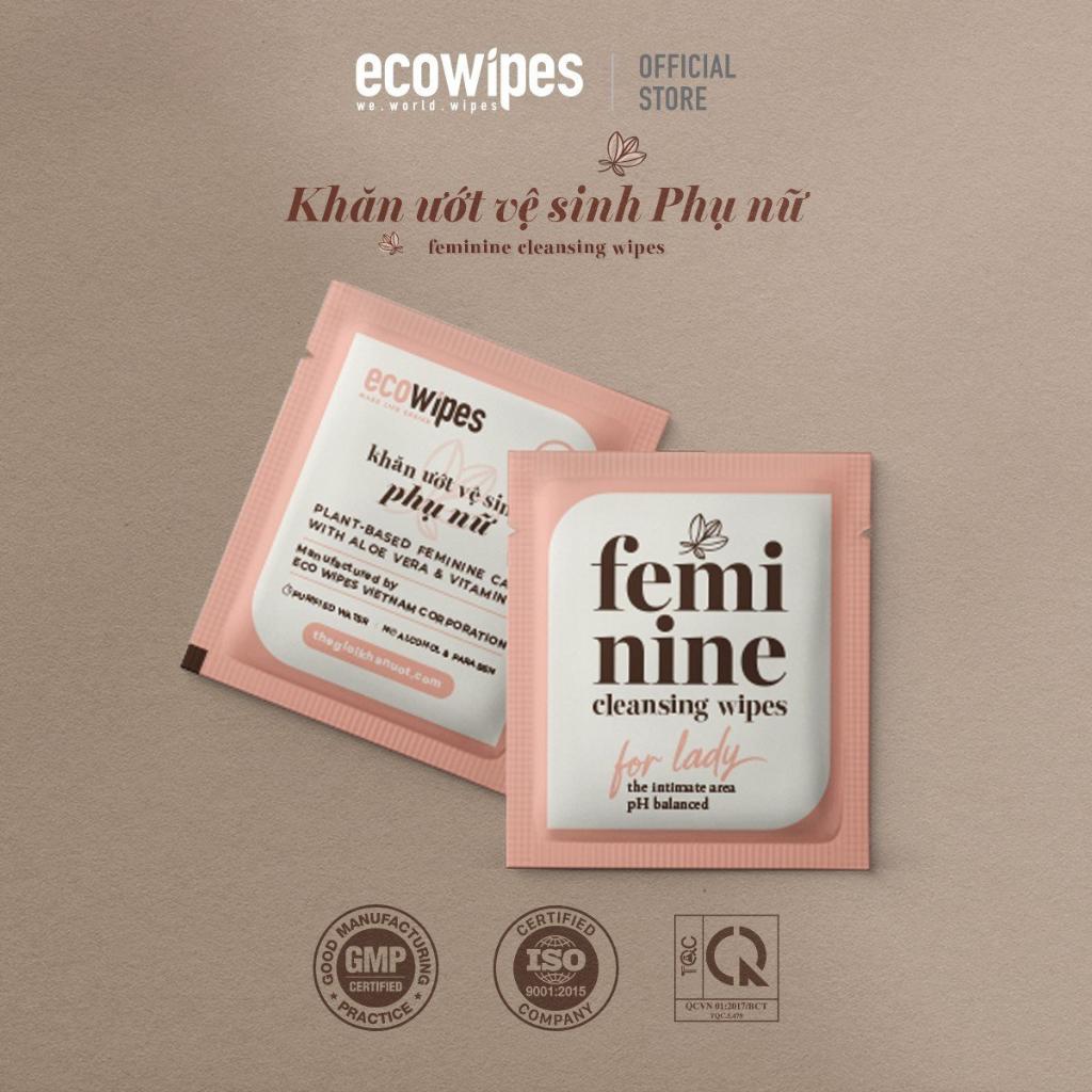 Combo 05 gói khăn giấy ướt phụ khoa Ecowipes travel size vệ sinh cá nhân phụ nữ hương Daisy size 15x20cm nhỏ gọn bỏ túi