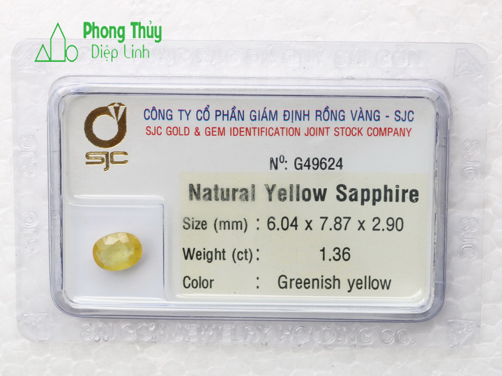 [HCM]Viên đá phong thủy sapphire vàng thiên nhiên kiểm định