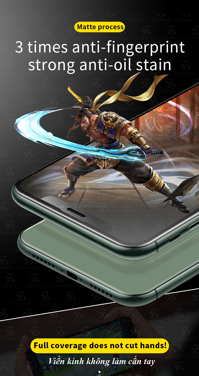 Kính Cường Lực CAPARIES Gold Premium Cho IPHONE Cho Gaming , Chống Vân Tay, Trầy, Va Đập - Chính Hãng Caparies