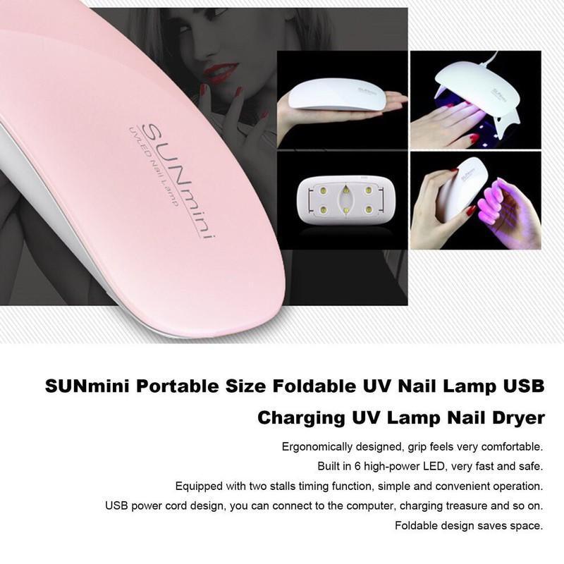 Máy hơ gel SUN mini - Máy làm khô móng tay nail - Đèn Led UV sấy khô gel sơn móng tay xài cổng sạc điện thoại USB