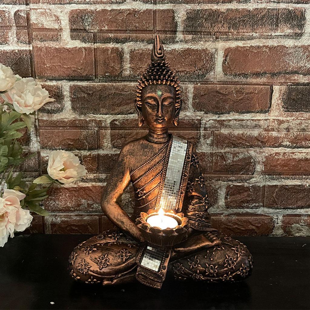Buddha Statue Tea Light Candle Holder Home Decor Gift