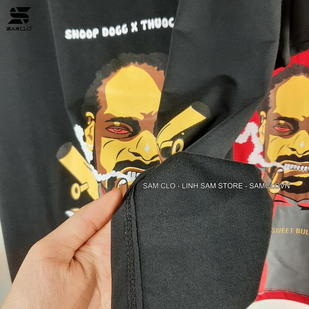 Áo phông form rộng thun tay lỡ nam nữ SAM CLO dáng Unisex - mặc cặp, nhóm, lớp in SNOOP DOGG x THUOC LAO