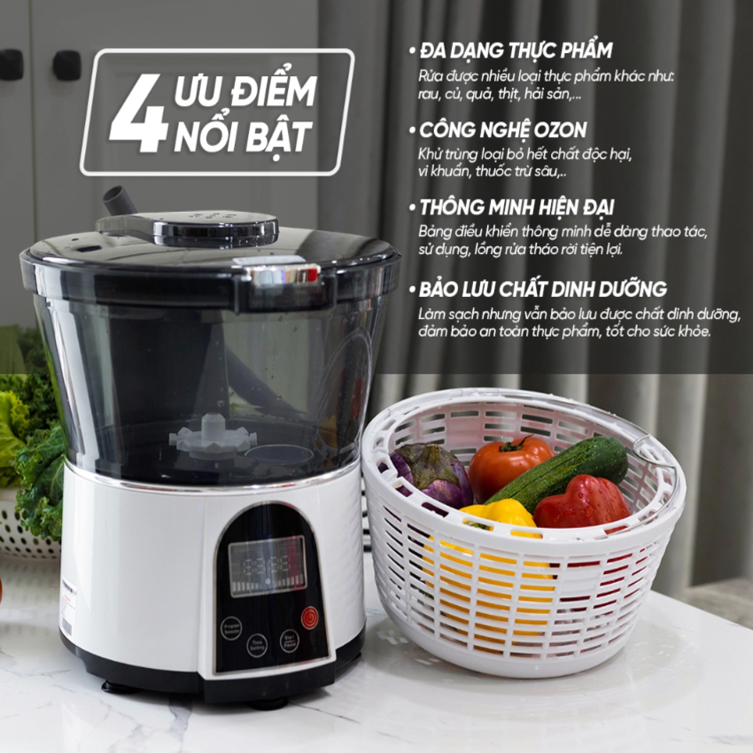 Máy rửa và khử khuẩn thực phẩm bằng Ozone cao cấp Septree AXM-810 6 Lít Công suất 100W