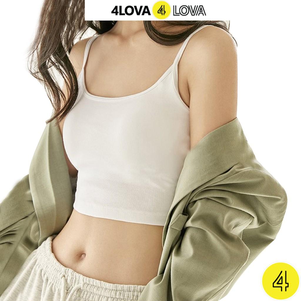 Áo croptop hai dây dáng ôm 4LOVA vải cotton mịn co giãn thoáng mát (không đệm)