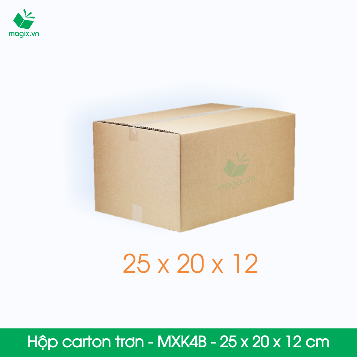 MXK4B - 25x20x12 cm - 100 Thùng hộp carton trơn đóng hàng