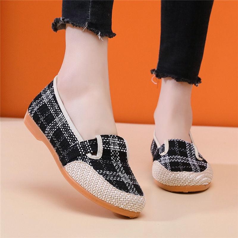 Giày Lười Nữ Vải Canvas Đế Bằng Phong Cách Mới