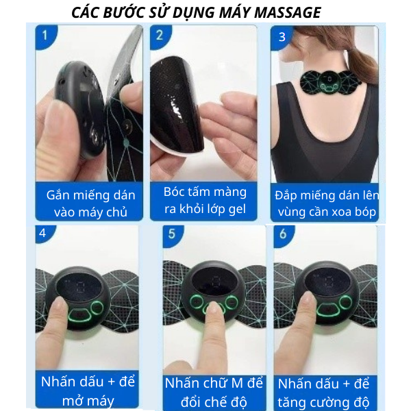 Máy Massage Xung Điện EMS có điều khiển từ xa,máy massage toàn thân,miếng dán massage cổ vai gáy thắt lưng bằng xung điện,8 chế độ - 19 cường độ xoa bóp sâu,giãn cơ lưu thông máu,giảm đau mỏi hiệu quả