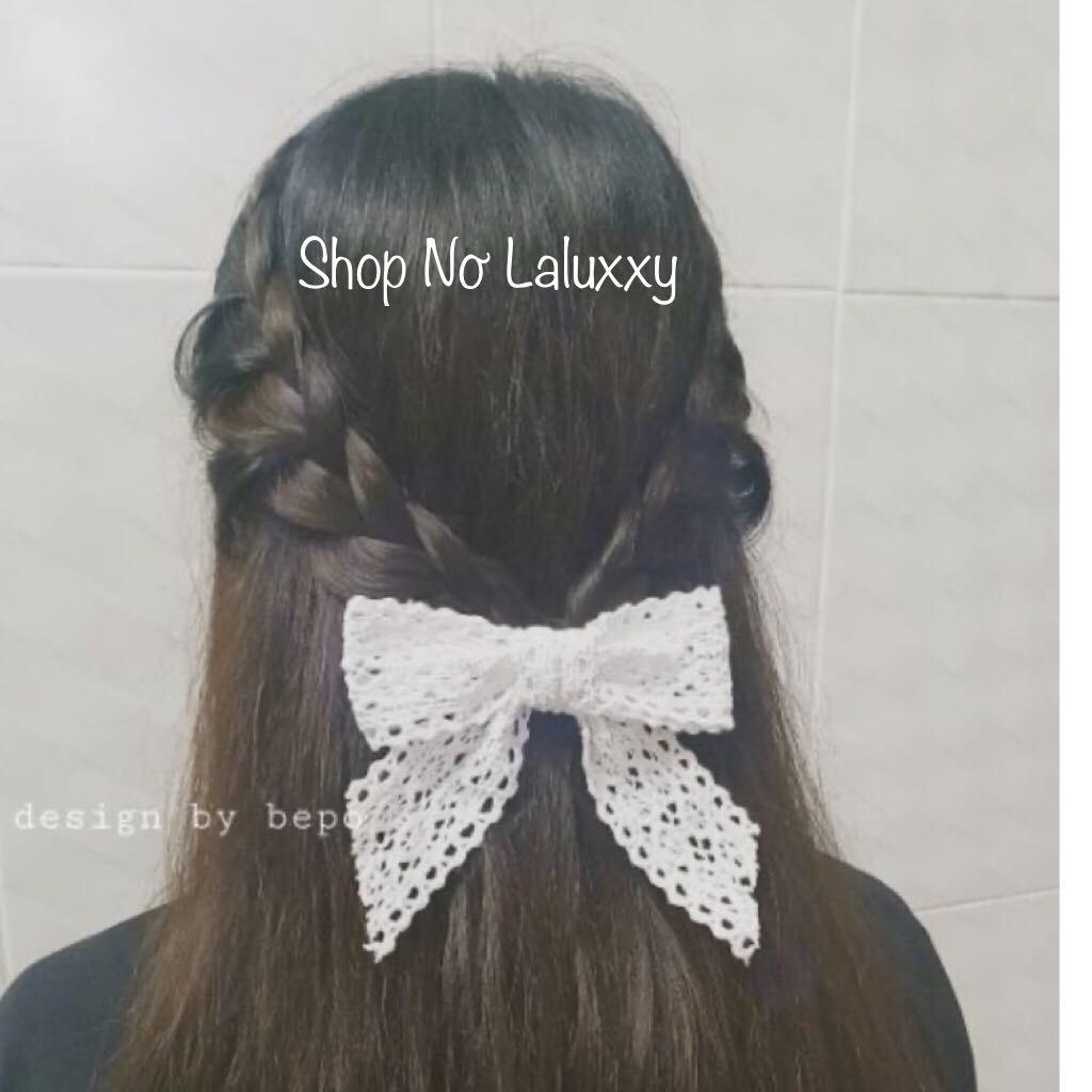 Kẹp Tóc Nơ Ren Cao Cấp Dày Dặn Bản To