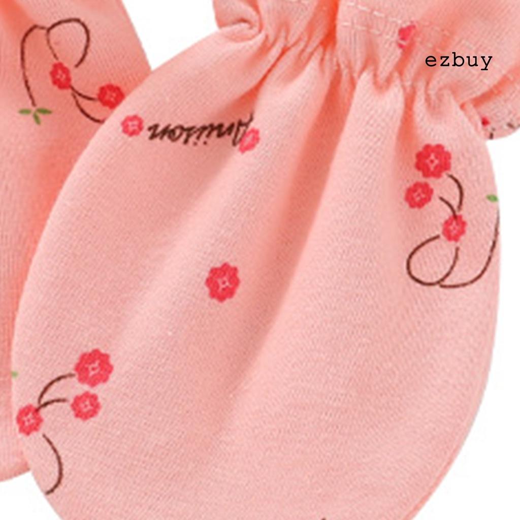 1 đôi găng tay cotton chống trầy xước bảo vệ mặt thân thiện với môi trường in họa tiết dễ thương cho bé sơ sinh