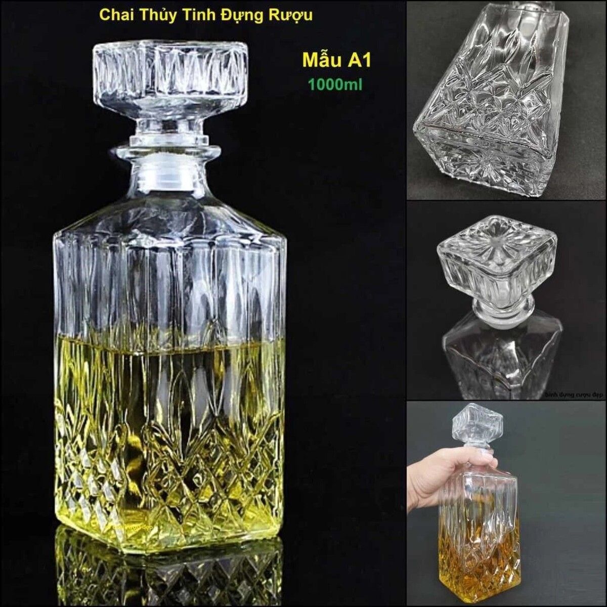 Bộ Vỏ Chai Đựng Rượu Thủy Tinh (combo 5 cái) - Vỏ Chai Rượu Đẹp - Bình Đựng Rượu (A1,A2,B2,B6,B8)