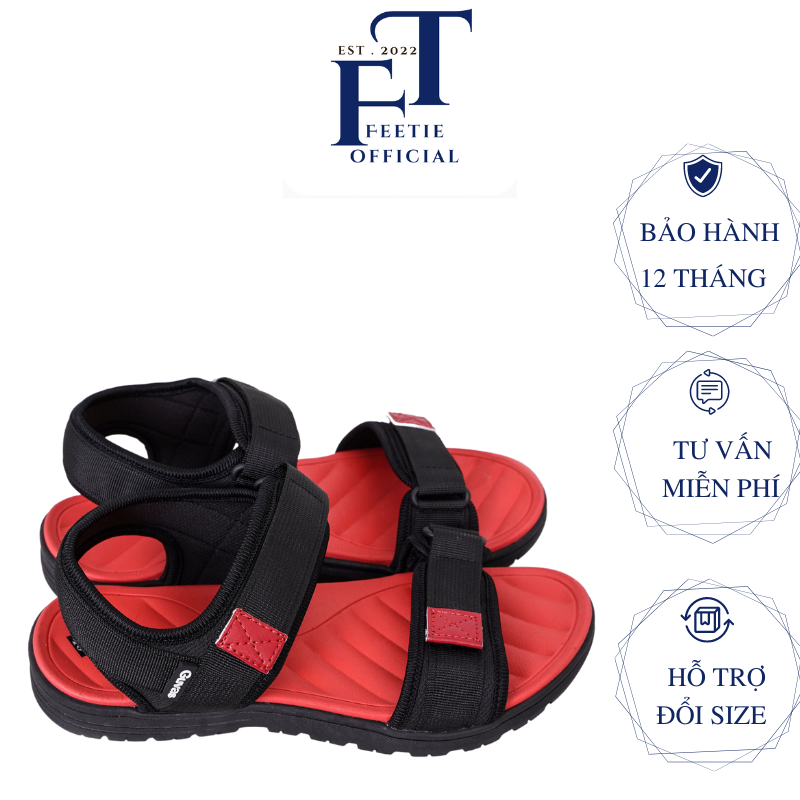 Dép Sandal GV Đỏ Đen Cá Tính,Xăng Đan Unisex Đế Phylon Cao Cấp 3cm Thích Hợp Đi Chơi,Đi Du Lịch