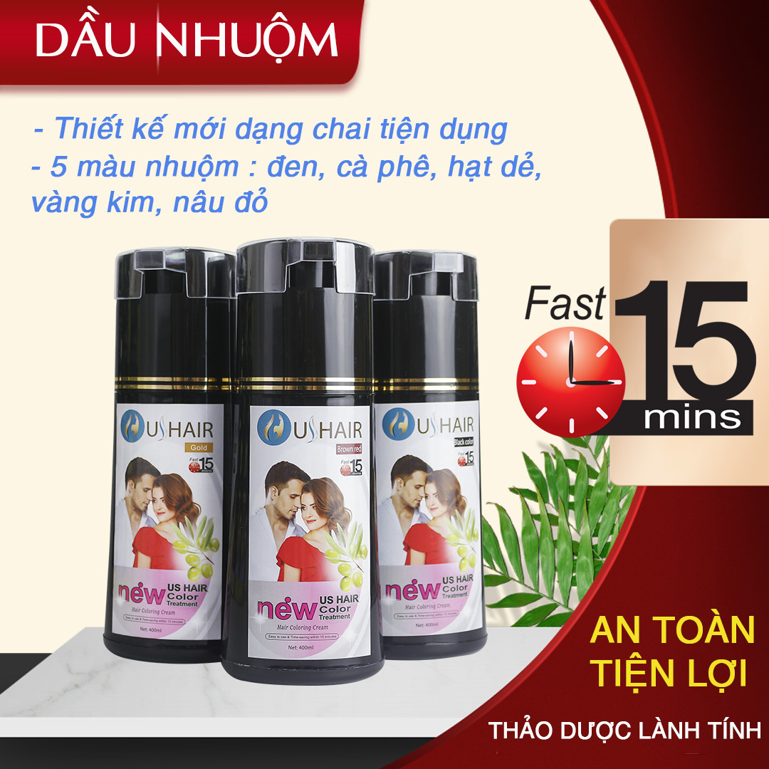 Combo 2 chai Dầu gội nhuộm tóc thảo dược US Hair