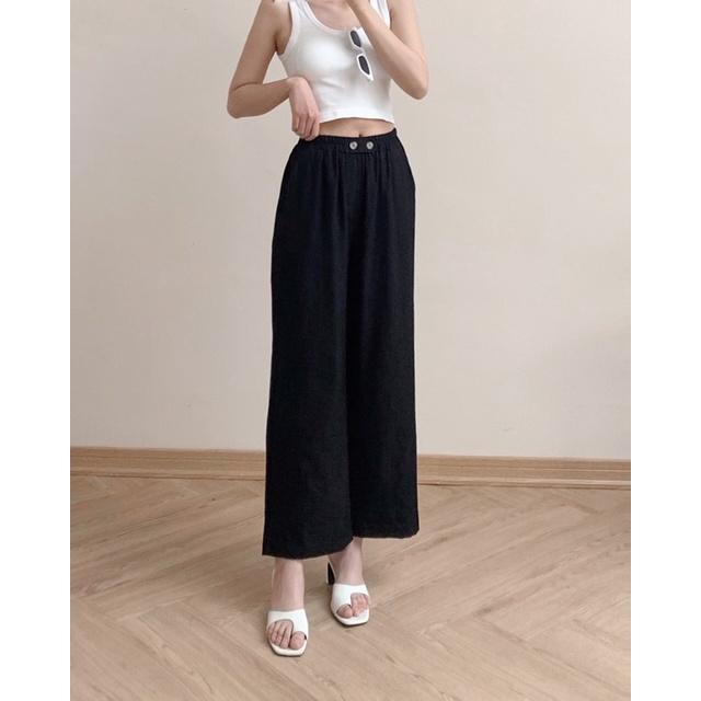 Quần suông đũi culottes nữ chun bụng 2 khuy 72q03 by germe