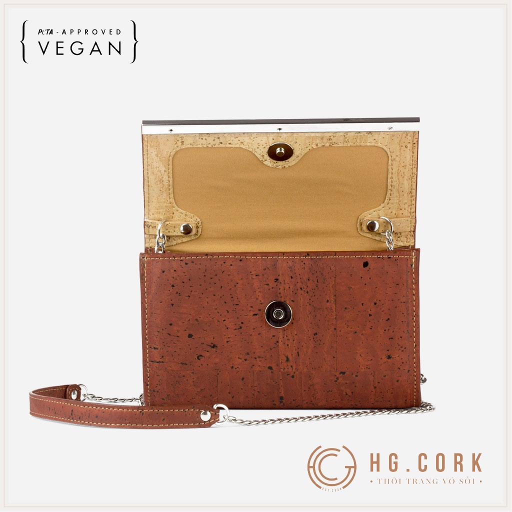 Túi Clutch Nữ Cao Cấp CORK CLUTCH 2 in 1 Cầm Tay, Đeo Vai - HGcork Corkor CK250 - Vật liệu da cork thực vật thuần chay - Sản phẩm Handmade, Sản xuất tại Bồ Đào Nha