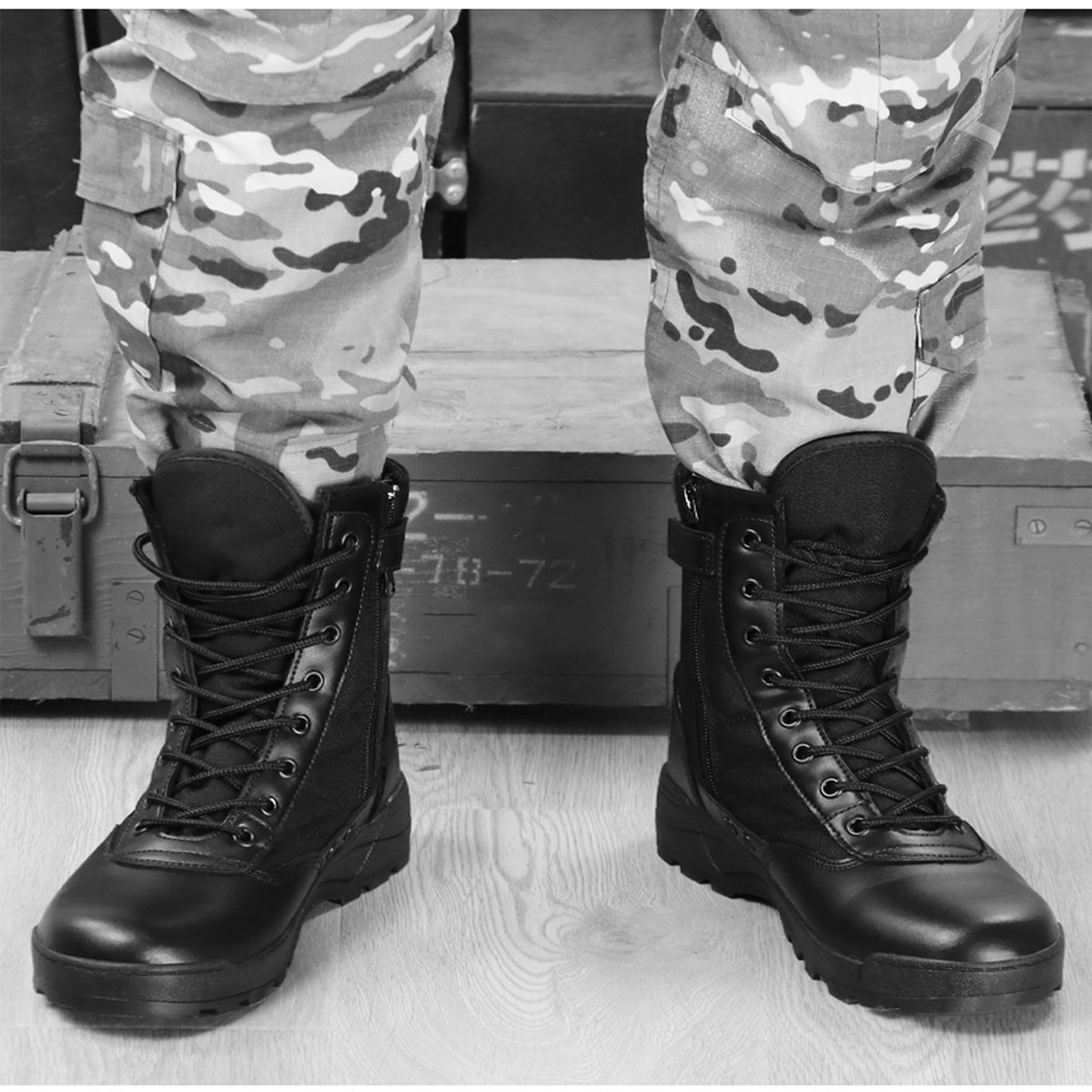 Hình ảnh Giày Cao Cổ Nam U559 Kiểu Dáng Giày Chiến Thuật Boot Nam Chuyên Phượt, Giày Swat Lính -HÀNG CHÍNH HÃNG
