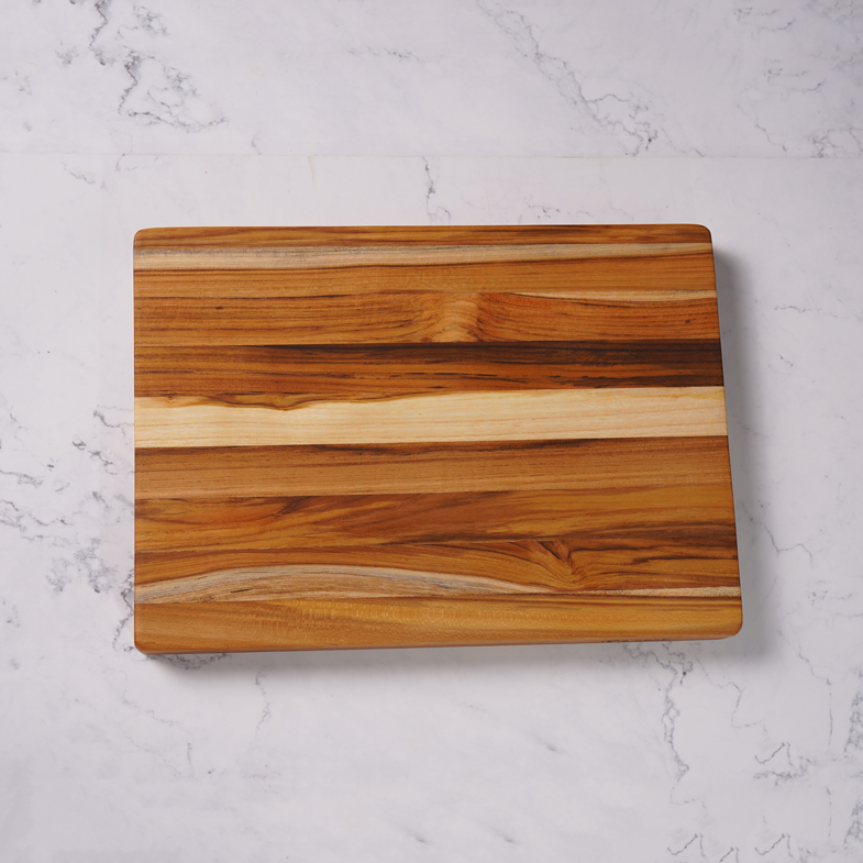 Thớt gỗ Teak ghép ngang, hình chữ nhật 25x35x3 cm - MSP CG02. Dùng cắt, thái, khay trưng bày thực phẩm.