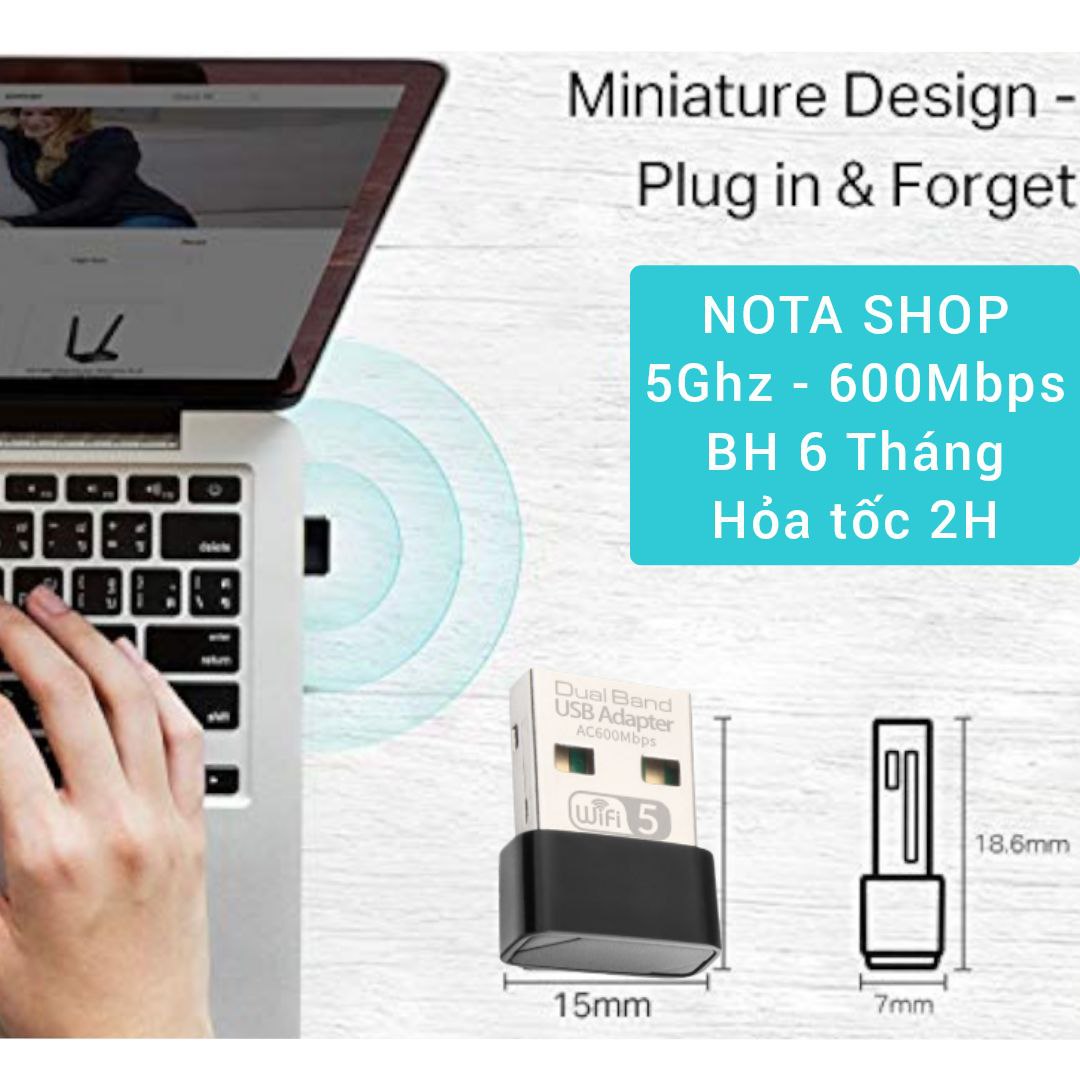 [Hỏa Tốc] USB WiFi nâng cấp 5G 600Mbps nano siêu nhỏ gọn chuyên cho Laptop, PC, bộ chuyển đổi wifi adapter, 600Mbps Nano