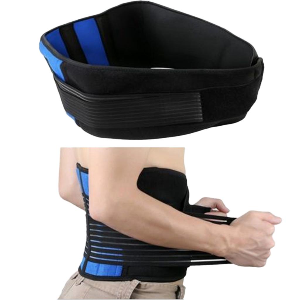 Sports Neoprene Back Support Brace Waist Protective Belt-Black&Blue S
