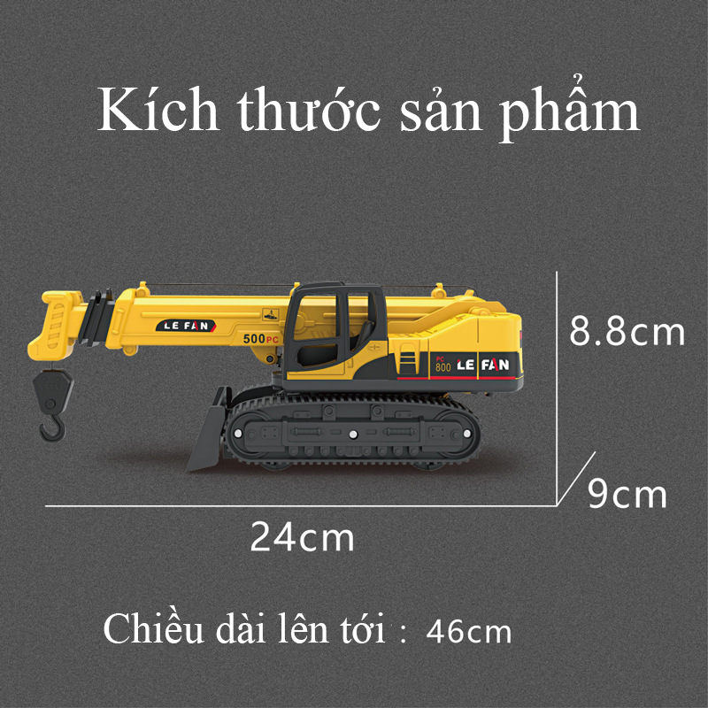 Đồ chơi mô hình xe cẩu ủi KAVY-032 chạy đà có móc đồ theo cơ chế ròng rọc bánh cao su