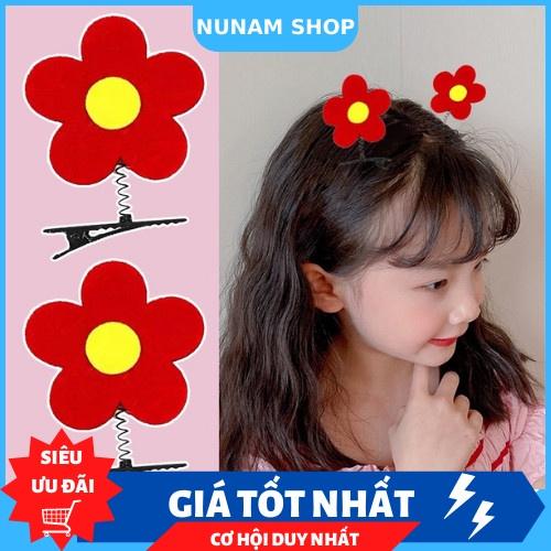 Kẹp tóc lò xo bông hoa đỏ chất ni chần bông xinh xắn Nunam shop