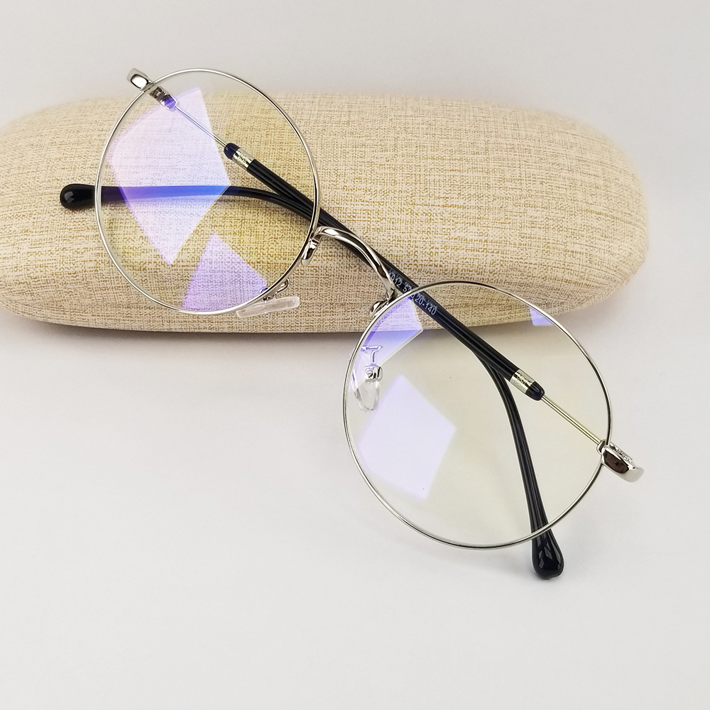 Gọng kính nam nữ mắt cận tròn kim loại màu đen, bạc vàng SA1912. Tròng kính giả cận 0 độ chống ánh sáng xanh, chống nắng, tia UV